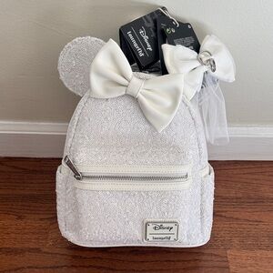 Loungefly Sparkling White Sequin Kids Backpack